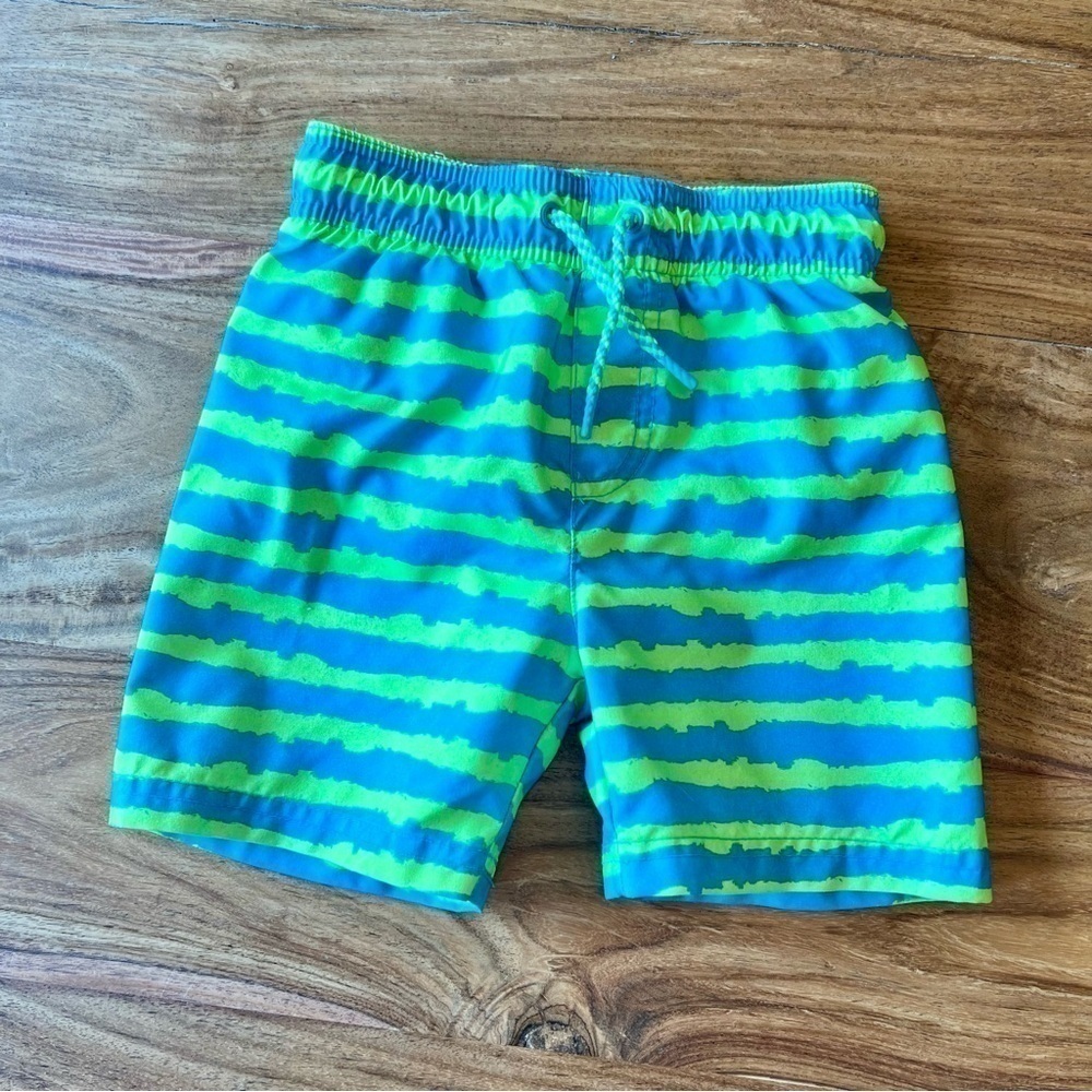 Cat & Jack Green & Blue Striped Swim Trunks